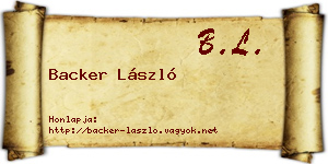 Backer László névjegykártya